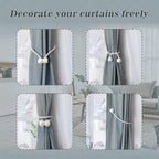 Hion Magnetic Curtain Tiebacks Golden 6 Pack, Curtain Tiebacks Buckles - Image 4