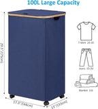 efluky Laundry Basket with Wheels, Tall Rolling Laundry Hamper with Lid and - Image 6