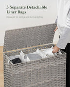 Laundry Hamper with Lid 132 L, Clothes Hamper with Lid, Handwoven Rattan - Image 3