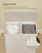 SONGMICS Laundry Basket, 44.9 Gal. Laundry Hamper, 2 Compartments, Easy Assembly - Image 3