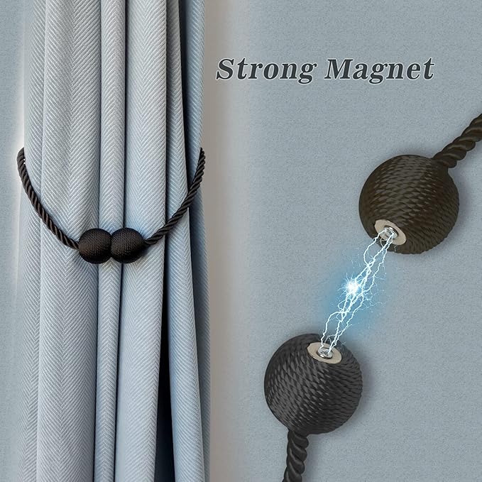 Hion Magnetic Curtain Tiebacks Golden 2pcs, Curtain Tiebacks Buckles Holdbacks - Image 3