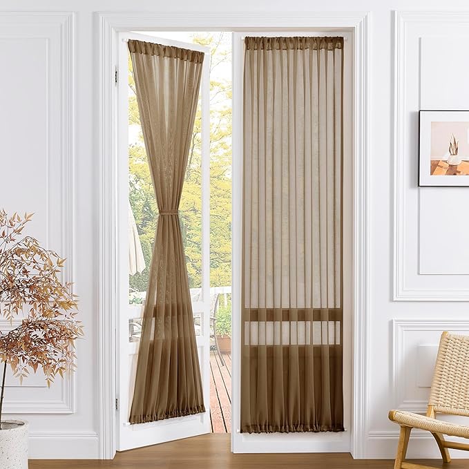 Tollpiz Sheer Door Curtain Closet Linen Textured Curtain Sheers Doorway Light by Tollpiz