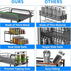 RCHYFEED Spice Rack, 2 Tier Pull out Cabinet Spice Organizer, Height Adjustable - Image 4