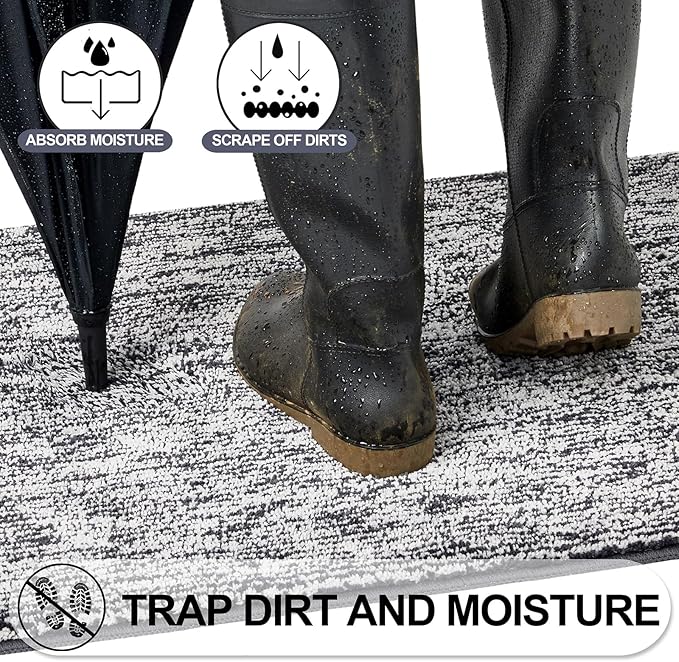 REFETONE Indoor Doormat, Front Door Mat 24"x36" Absorbent Rubber Backing Non - Image 3