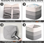 11 Inch Cube Storage Bins, Storage Cube Organizer Bins, Woven Cotton Rope Basket - Image 7