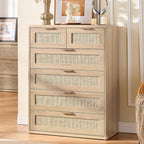 LEYAOYAO Rattan Dresser for Bedroom Set of 2, Modern 6 Drawers Boho Dressers - Image 3