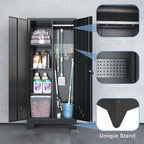 Metal Storage Cabinet with Locking Doors, Broom Closet, Freestanding Bathroom - Image 5