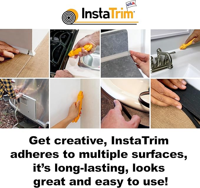 InstaTrim New & Improved Self-Adhesive Caulk Trim, 1/2" x 10', Water Resistant - Image 6