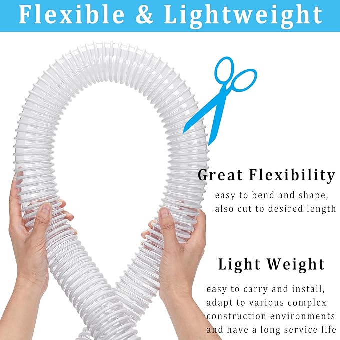 Dust Collection Hose 1-1/2 in × 5 ft Heavy Duty Clear Flexible PVC Reinforced - Image 3