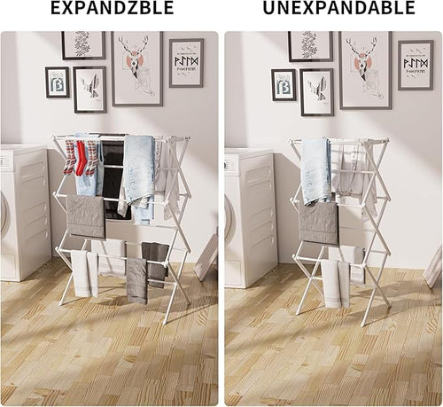 3 Tier Clothes Drying Rack, Foldable & Portable Clothing Drying Rack, - Image 2