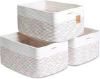NaturalCozy Storage Baskets 16.8”x13”x7.6” Cotton Rope Woven Baskets by NaturalCozy