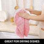 Homaxy 100% Cotton Terry Kitchen Towels, Checkered Designed, Soft and Super - Image 4