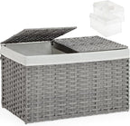 Storage Basket with Lid Rattan, Woven Storage Baskets with 2 Separate Lids by SETVSON