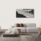 NANKAI 24x48 Inch Hand Painted 3D Ocean Wave Landscape Oil Painting Black and - Image 8