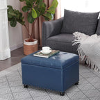Joveco Faux Leather Storage Ottoman Bench Rectangle 24 Inch Foot Rest Ottomans - Image 8
