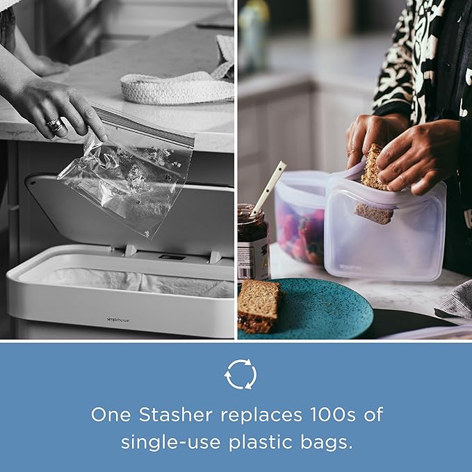 Stasher Premium Silicone Reusable Food Storage Stand-Up Mid Bag, Deep Ocean - Image 8