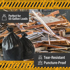 Extra Heavy Duty Black Contractor Garbage Bags 55 Gallon, 50 Trash Bags - Image 3