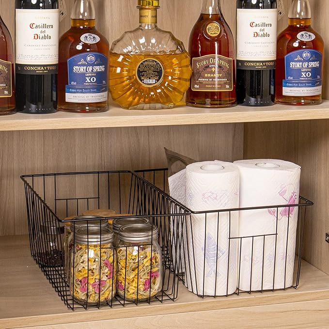 16" L x 12" W Wider Freezer Storage Organizer Baskets Container, Metal Wire - Image 4