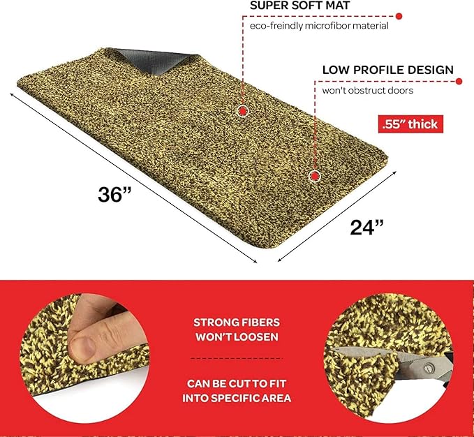 Premium Microfiber Indoor Door Mat – 24"x36" Washable Entry Mat, Waterproof - Image 2
