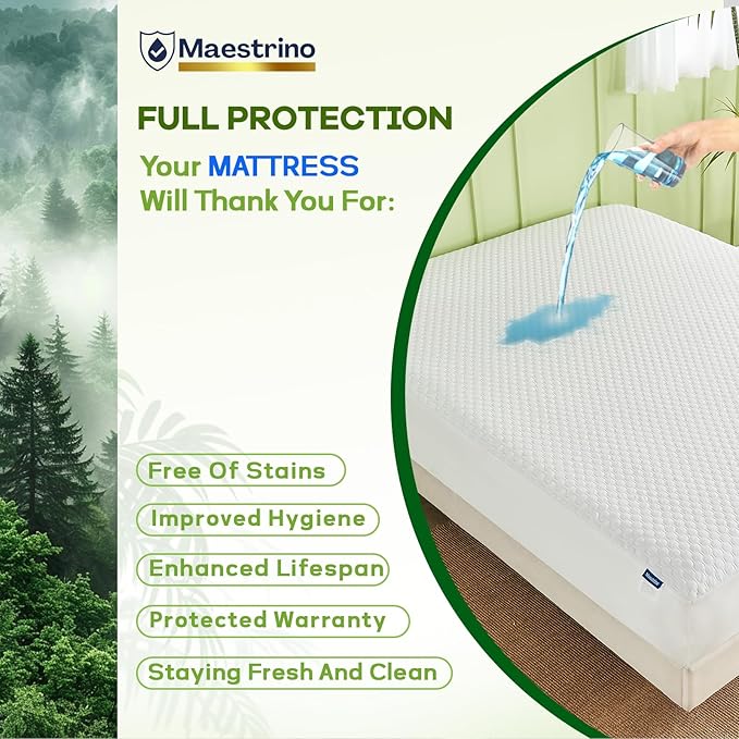 Premium Tencel California King Mattress Protector Cover in White, Natural and - Image 3