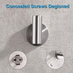 TASTOS Bathroom Towel Hooks Brushed Nickel, 2 Pack Stainless Steel Robe Coat - Image 5
