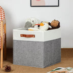 HNZIGE Foldable Storage Bins 13x13 Storage Cubes Set of 4 Fabric Linen Storage - Image 5