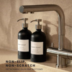 16oz Glass Soap Dispenser with Stainless Steel Pump, 21 Waterproof Labels - Image 2