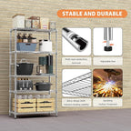 MZG 1750 lbs 5 Tier Storage Rack Metal Wire Shelving Unit, Storage Standing - Image 5