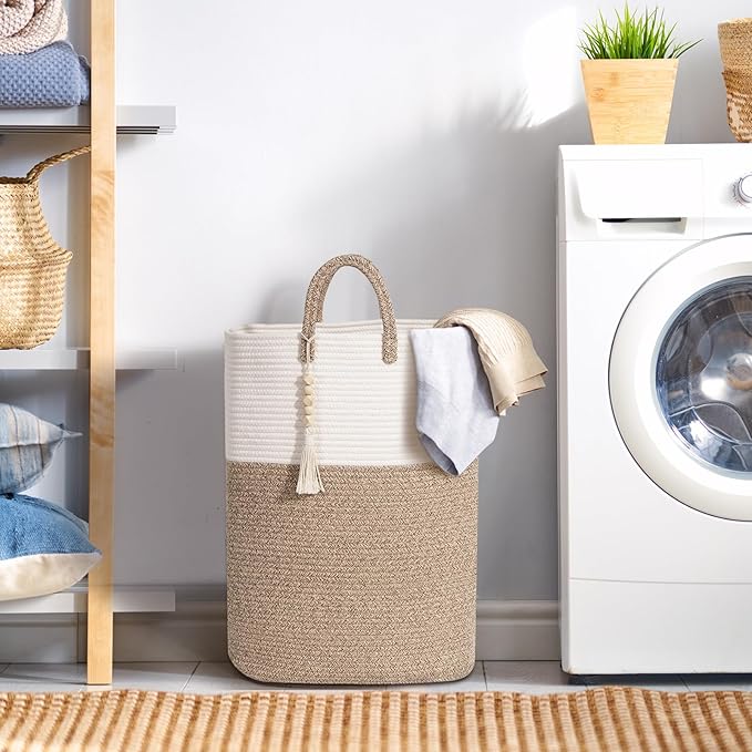 Woven Laundry Basket for Clothes, 50L Large Rectangle Laundry Hampers - Image 2