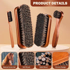 4 Pcs Horsehair Shine Shoes Brush Kit Polish Dauber Applicators Cleaning - Image 5
