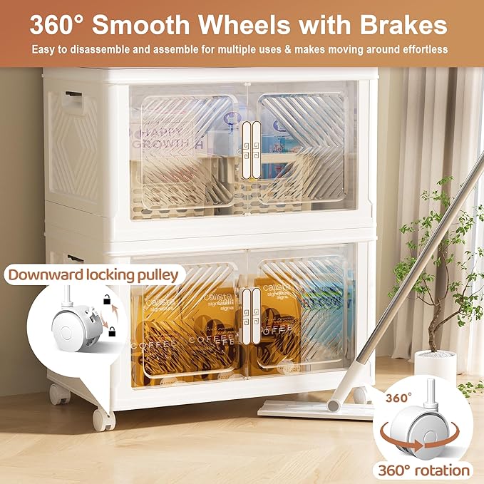 Storage Bins with Lid 76QT, Stackable Storage Containers with Wheels and - Image 3