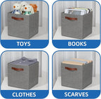 Temary 11 Inch Cube Storage Bins 4PCs Fabric Storage Cubes Storage Baskets - Image 4