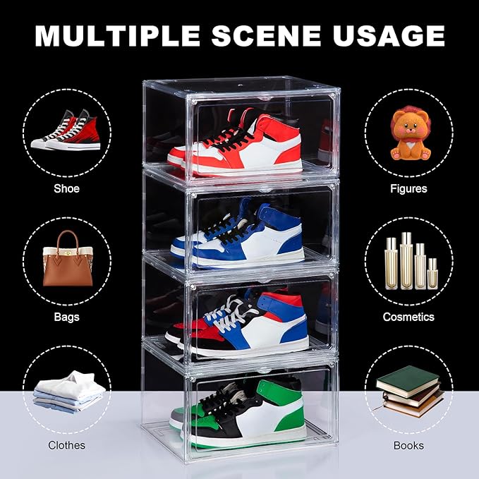 NYZE 3 Pack Acrylic Shoe Boxes Side Open, Shoe Storage Organizer - Image 4