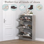 Shoe Cabinet with 3-Flip Mirror Drawers, Freestanding Shoe Rack Organizer with - Image 4