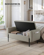 SONGMICS Storage Bench with Armrests, Ottoman with Storage - Image 4