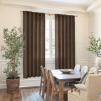 YoungsTex Brown Linen Curtains for Living Room 72 Inches Long, Semi Sheer - Image 2