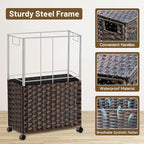 70L Slim Laundry Hamper with Lid & Wheels, Rolling Laundry Basket with 2 - Image 7