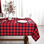 Classic Gingham Buffalo Xmas Tablecloth Fabric by Essifunia