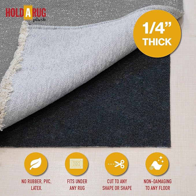 Hold-a-Rug Plush 2'6 x 12' Nonskid, Nonslip Rug Pad, Reversible Gripper - Image 2