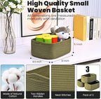 Small Green Storage Baskets for Organizing Shelves, Cute Woven Baskets for - Image 3