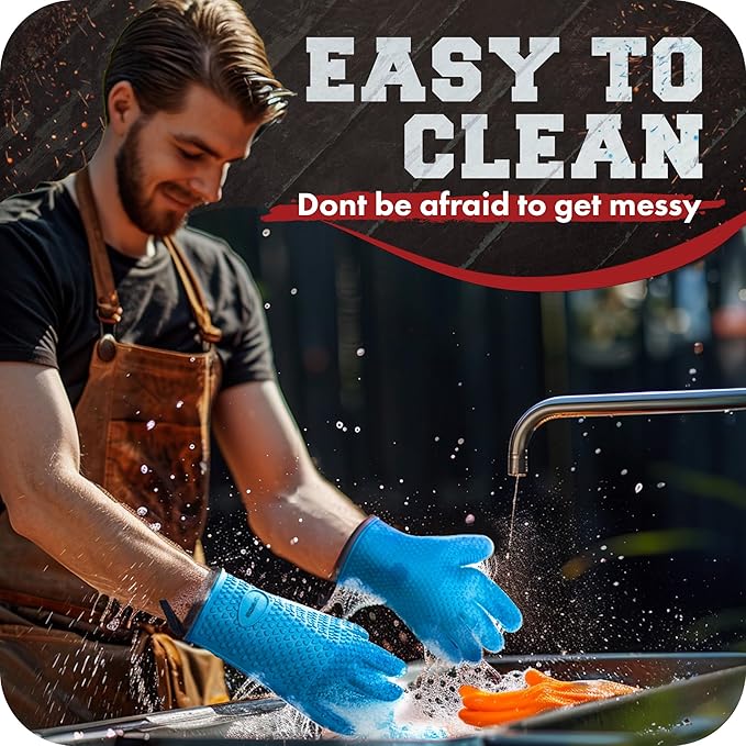 KITCHEN PERFECTION Silicone Smoker Oven Gloves-Extreme HeatResistant BBQ - Image 7