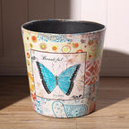 PU Leather Small Trash Can Wastebasket, Round Garbage Container Basket - Image 3