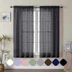 Aiyufeng Black Sheer Curtains 63 Inch Length 2 Panels Set, Solid Airy Light by Aiyufeng