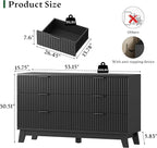 Fluted Dresser with 6 Drawers, Wooden Dresser TV Stand, Wood Closet Clothes - Image 2