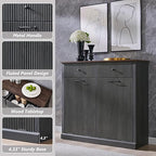 Modern Double Tilt-Out Trash Cabinet, 20 Gallon Fluted Laundry Hamper Cabinet - Image 5
