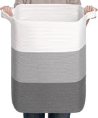 CLHMILY&Z 75L Laundry Basket Rectangular Grey Rope by ClhmilyZ
