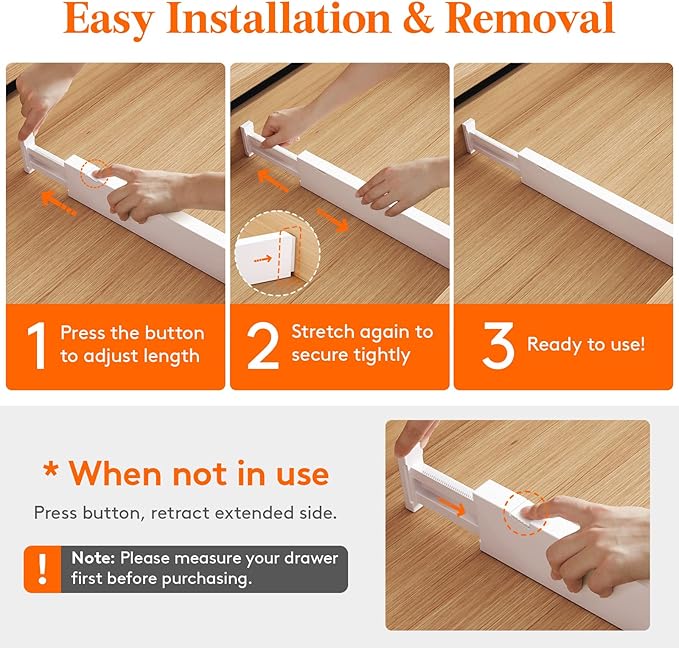 Lifewit 12 Pack Kitchen Drawer Dividers 2.36" High, Plastic Expandable - Image 4
