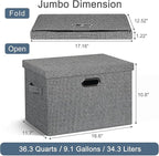 Large 17" 36 Quart Collapsible Stackable Storage Bins - Image 2