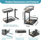 Under Sink Organizer Storage 2 Pack, 2 Tier Slide Out Height Adjustable Pull - Image 6