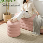 Round Ottoman with Storage Boucle Ottoman Stool Removable Lid - Image 5